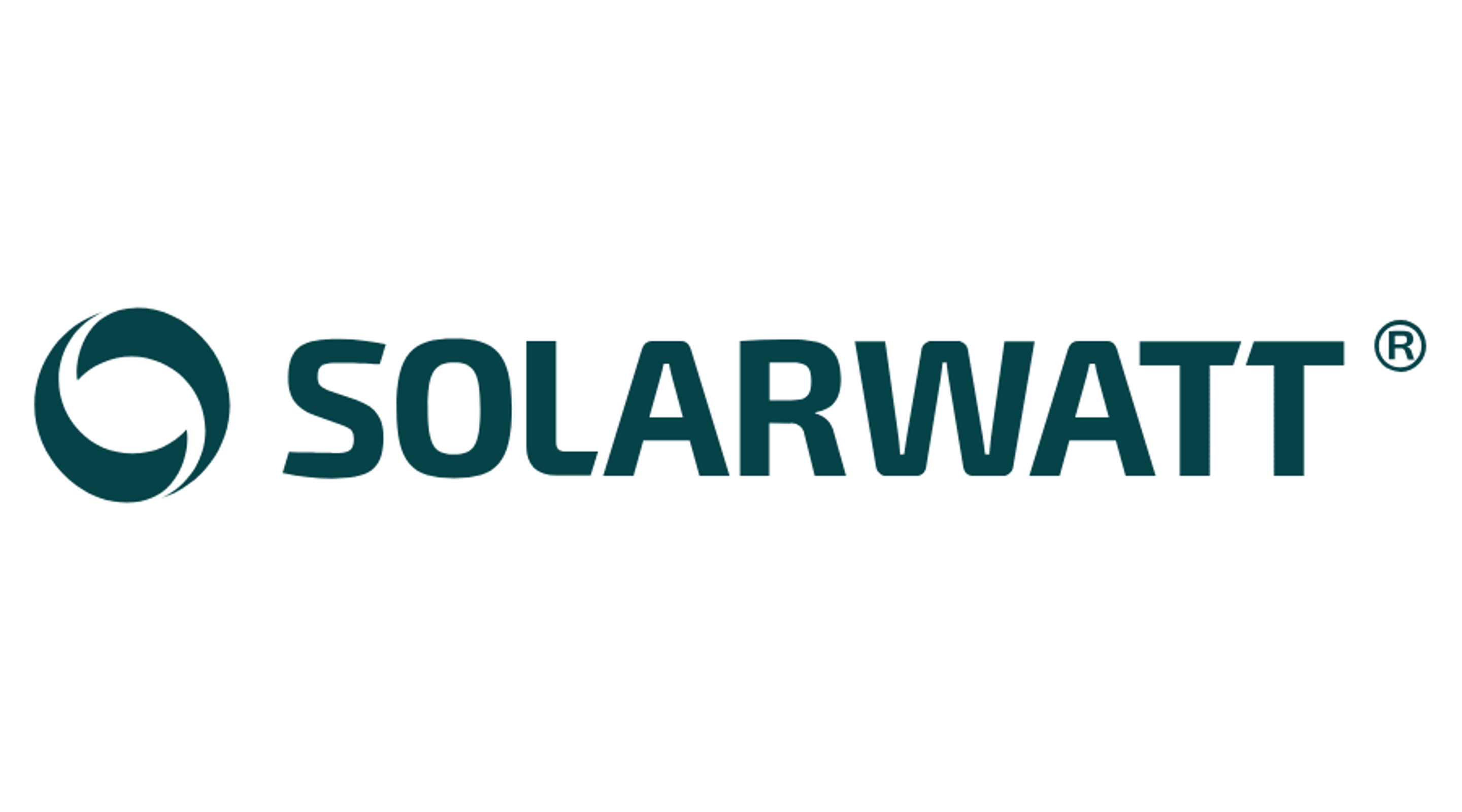Solarwatt-Logo mit dem Schriftzug „SOLARWATT“ in Dunkelgrün und einem stilisierten S-Symbol.