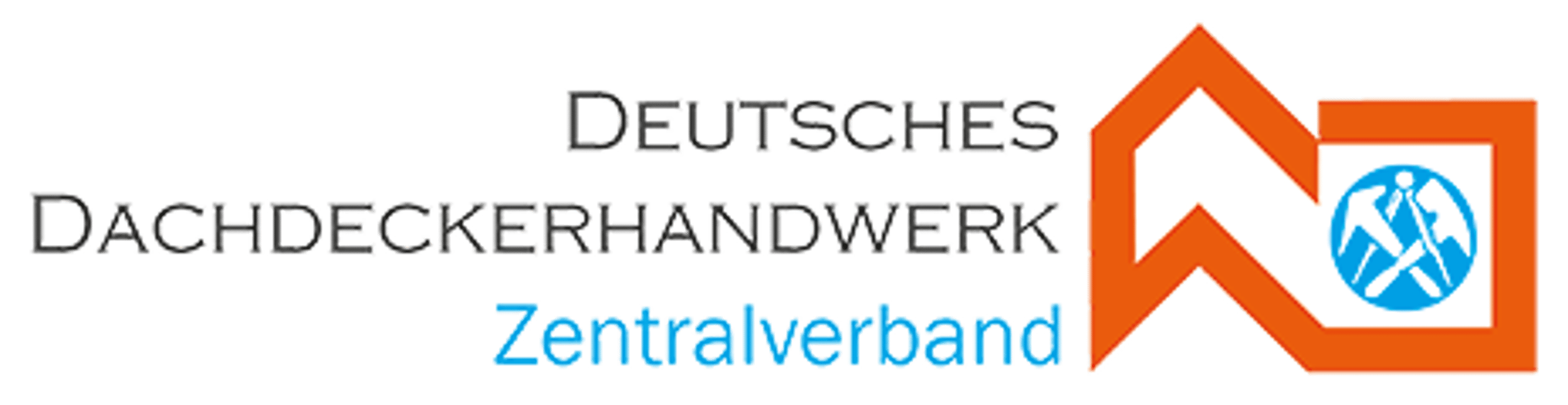 Logo: „Deutsches Dachdeckerhandwerk Zentralverband“ mit orangefarbenem Dachsymbol und blauem Kreis mit Werkzeugen.